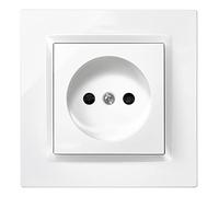 SIMON - Prise encastrée bipolaire série Simon 10, 250 V, 10 A, prise murale plate et fine, facile à installer, avec cadre, couvercle et mécanisme, prise femelle blanche