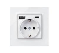 SIMON Prise Schuko à encastrer + 2 ports USB A+C (10,5 W), série Simon 10, 250 V, 16 A, prise murale avec charge supplémentaire, cadre, couvercle et mécanisme, blanc