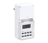 Simon Programmateur numérique hebdomadaire extérieur, 10 programmes on/Off, Fonctions été et Simulation de présence, écran LCD rétro-éclairé, IP44, Blanc