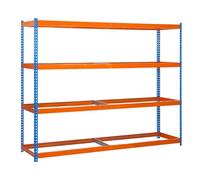 Simon Rack 1 étagère métallique de rangement 4 niveaux sans plateaux Capacité charge 600 kg, bleu/orange, 2000 x 1500 x 450 cm