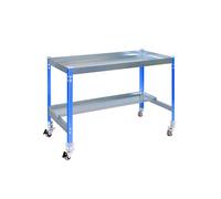 Simon Rack 1 table de jardinage, avec roulettes, bleu/galva, 875 x 1500 x 600 cm