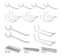 Simon Rack 17 Pièces Crochets pour Panneaux Perforés, Crochets pour Panneau Perforé Porte Mural, Crochets Muraux pour Organiser Outils Établi Rayonnages de Magasins