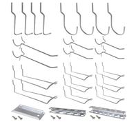 Simon Rack 25 Pièces Crochets pour Panneaux Perforés, Crochets pour Panneau Perforé Porte Mural, Crochets Muraux pour Organiser Outils Établi Rayonnages de Magasins