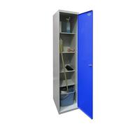 SimonRack Armoire à balais Multi-usages, 1 Porte, 1 800 x 400 x 400 mm, Gris/Bleu, Métal, 1800x400x400