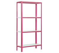Simon Rack Bibliothèque Étagère de salon, 1600 x 800 x 300 mm, 4 hauteurs, style industriel, métallique, rose/blanc - Simon Home