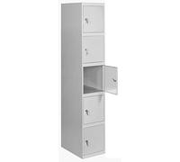 Casier Vestiaire Métallique 1800x400x500 mm, 5 Portes, Serrure avec Clés Incluses, Gris - Simonlocker