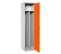 Simon Rack Casier Vestiaire Metallique, 1 Porte, 2 Compartiments, Comprend la Clé, 1800x500x500 mm, Gris/Orange - Simonlocker