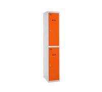 Simon Rack Casier Vestiaire Metallique, 2 Portes, Comprend la Clé, 1800x300x500 mm, Gris/Orange - Simonlocker