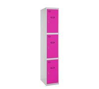 Simon Rack Casier Vestiaire Metallique, 3 Porte, 1800x400x500 mm, Gris/ROSÉ, 1800x400x500