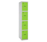 Simon Rack Casier Vestiaire Metallique, 4 Porte, 1800x300x500 mm, Gris/Vert, 1800x300x500