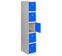 Simon Rack Casier Vestiaire Metallique, 5 Portes, Comprend la Clé, 1800x400x500 mm, Gris/Bleu - Simonlocker