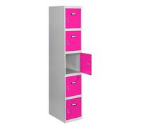 Simon Rack Casier Vestiaire Metallique, 5 Portes, Comprend la Clé, 1800x400x500 mm, Gris/Rosé - Simonlocker