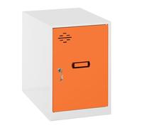 Simon Rack Casier Vestiaire Metallique Petit, 475x300x500 mm, Armoire Metallique Petit, Comprend la Clé, Blanc/Orange - Simonlocker