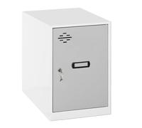 Simonrack – Casier vestiaire métallique petit 475×300×500 mm, comprend la clé, blanc/gris