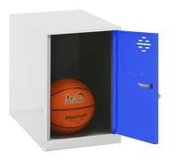 Simon Rack Casier Vestiaire Metallique Petit, 475x300x500 mm, Armoire Metallique Petit, Comprend la Clé, Blanc/Bleu - Simonlocker