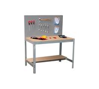 Simonrack Établi d'atelier BT2 – 400 kg, 1445×910×610 mm, panneau perforé – Gris/Bois