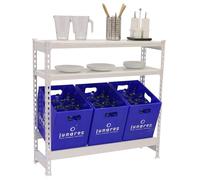 Simon Rack Étagère à caisses à boissons pour 3 caisses, 1000x1000x300mm, Rayonnage freestanding en métal pour caisses d’eau, Blanc - SimonBottle