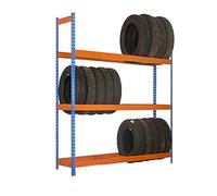 Simon Rack Étagère á pneus, 24 pneus, 2000x1800x450 mm, Porte-Pneu en Métal, Charge jusqu'à 120 kg, Bleu/Orange/Galvanisé - Simonauto