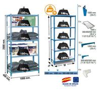 Simon Rack - Etagère de rangement 2000x1000x400mm Bleu blanc Charge 180Kg - Simonclick PLUS 5/400