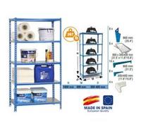 Simon Rack Étagère Rangement et 5 Niveaux, 180 kg Capacité de Charge et Point de Flexion, 1800x800x300 mm, Étagère Charge Lourde, Étagère Garage, Bleu/Galvanisé - Simonclick