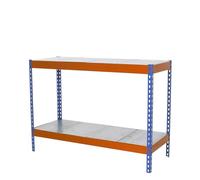 Simon Rack Étagère Industrielle, 900 x 1200 x 600 mm, 400 kg de Point Flexion, 2 étagères, étagères de Rangement, étagères métalliques, Bleu/Orange/galva - SimonTaller