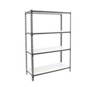 Simon Rack Étagère métallique 1500x1100x500 mm - Simonclick | 4 hauteurs, Plateau métal, Point de flexion 200 kg, Peinture anticorrosion, Montage système clic, Anthracite/Blanc