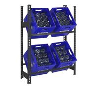 Simon Rack Etagère pour Caisses de Boissons, Etagère pour 4 Cassette, 2 Niveaux, Charge par Niveau 100 kg, 1000x800x300 mm, Etagère pour Caisses de Boissons en Métal, Anthracite - Simonbottle