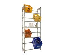 Simon Rack Etagère pour Caisses de Boissons, Etagère pour 8 Cassette, 4 Niveaux, Charge par Niveau 100 kg, 2000x800x300 mm, Etagère pour Caisses de Boissons en Métal, Galvanisé - Simonbottle