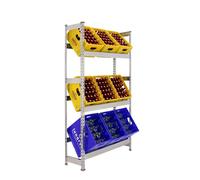 Simon Rack Etagère pour Caisses de Boissons, Etagère pour 9 Cassette, 3 Niveaux, Charge par Niveau 100 kg, 1800x1000x300 mm, Etagère pour Caisses de Boissons en Métal, Galvanisé - Simonbottle