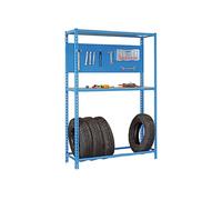 Simon Rack Étagère pour pneus, Support de pneus, avec Panneau Outil avec Accessoires, 2 000 x 1 200 x 400 mm, étagère pour 6 pneus, Bleu/galva - Simonauto
