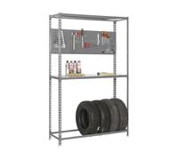 Simon Rack Étagère pour pneus, Support de pneus, avec Panneau Outil avec Accessoires, 2000 x 1200 x 400 mm, étagère pour 6 pneus, Gris - Simonauto