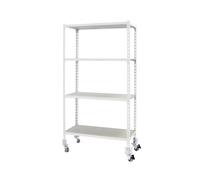 Simon Rack Étagère Rangement en Route à 4 Niveaux en Boix, 75 kg Capacité de Charge et Point de Flexion, 1575x1000x400 mm, Étagère Charge Lourde, Étagère Garage, Blanc/Bois - Maderclick