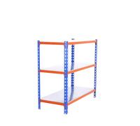 Simon Rack Étagère Rangement et 3 Niveaux, 200 kg Capacité de Charge et Point de Flexion, 900x1100x400 mm, Étagère Charge Lourde, Étagère Garage, Bleu/Orange/Galvanisé - Simonclick
