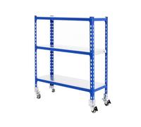 Simon Rack Étagère Rangement et 3 Niveaux, 75 kg Capacité de Charge et Point de Flexion, 975x1000x300 mm, Étagère à Roulettes, Étagère Garage, Bleu/Galvanisé - Simonclick