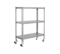 Simon Rack Étagère Rangement et 3 Niveaux, 75 kg Capacité de Charge et Point de Flexion, 975x1000x300 mm, Étagère à Roulettes, Étagère Garage, Galvanisé - Simonclick