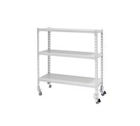 Simon Rack Étagère Rangement et 3 Niveaux, 75 kg Capacité de Charge et Point de Flexion, 975x1100x300 mm, Étagère à Roulettes, Étagère Garage, Blanc - Simonclick