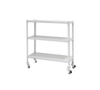 Simon Rack Étagère Rangement et 3 Niveaux, 75 kg Capacité de Charge et Point de Flexion, 975x800x300 mm, Étagère à Roulettes, Étagère Garage, Blanc - Simonclick