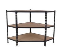 Simon Rack Étagère Rangement et 3 Niveaux en Boix, 200 kg Capacité de Charge et Point de Flexion, 900x900x500 mm, Étagère Charge Lourde, Étagère d´Angle, Anthracite/Bois - Maderclick Corner