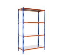 Simonrack Étagère de rangement 4 niveaux 180 kg 1500×1000×300 mm Bleu/Orange/Galvanisé
