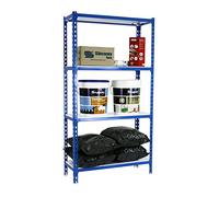 Simon Rack Étagère Rangement et 4 Niveaux, 200 kg Capacité de Charge et Point de Flexion, 1500x1200x500 mm, Étagère Charge Lourde, Étagère Garage, Bleu/Blanc - Simonclick