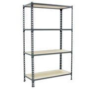 Simon Rack Étagère Rangement et 4 Niveaux en Boix, 150 kg Capacité de Charge et Point de Flexion, 1500x1000x500 mm, Étagère Charge Lourde, Étagère Garage, Galvanisé/Bois - Maderclick