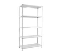 Simon Rack Étagère Rangement et 5 Niveaux, 100 kg Capacité de Charge et Point de Flexion, 1800x900x300 mm, Métal, Étagère Garage, Blanc - Comfort