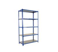 Simon Rack Étagère Rangement et 5 Niveaux, 180 kg Capacité de Charge et Point de Flexion, 1800x900x300 mm, Étagère Charge Lourde, Étagère Garage, Bleu/Galvanisé - Simonclick