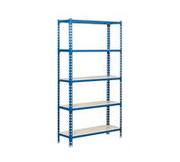 Simon Rack Étagère Rangement et 5 Niveaux, 200 kg Capacité de Charge et Point de Flexion, 2000x1200x300 mm, Étagère Charge Lourde, Étagère Garage, Bleu/Blanc - Simonclick