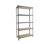 Simon Rack Étagère Rangement et 5 Niveaux en Boix, 150 kg Capacité de Charge et Point de Flexion, 2000x1000x500 mm, Étagère Charge Lourde, Étagère Garage, Anthracite/Bois - Maderclick