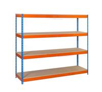 Simonrack Étagères Simonforte 2406-4 2000x2400x600 mm 4 niveaux bois 400 kg/niveau Bleu/Orange/Bois
