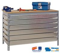 Simon Rack - Kit Etabli avec tiroirs 840x900x600mm - BT-5 BOX6 900 GRIS FONCE/BOIS