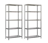 Simon Rack Lot de 2, Étagère Rangement et 5 Niveaux, 1800x900x400 mm, 70 kg Capacité de Charge et Point de Flexion, Métal,Étagère Garage, Galvanisé - Advantage