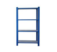 Simon Rack Officlick Bibliothèque Étagère de Bureau, 1500 x 900 x 300 mm, 4 hauteurs, Plateaux en Bois, Style Industriel, Bleu/Blanc