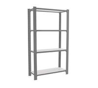 Simon Rack Officlick Bibliothèque Étagère de Bureau, 1500 x 900 x 400 mm, 4 hauteurs, Plateaux en Bois, Style Industriel, Gris/Blanc